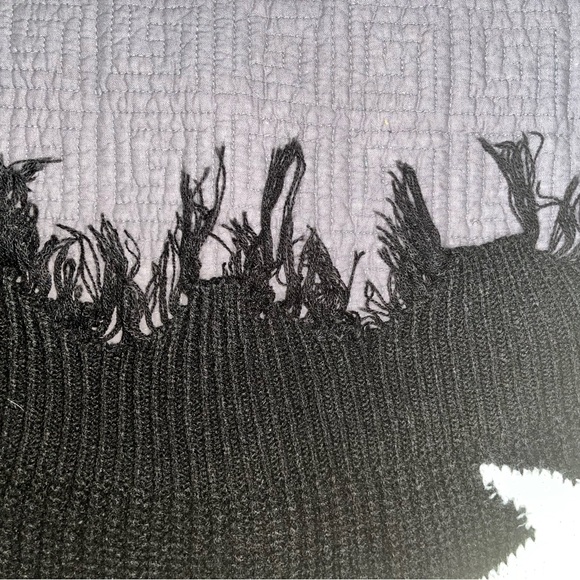 Oversized, semi crop, distressed pullover sweater. - Picture 3 of 4